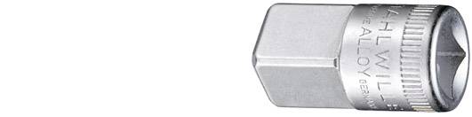 Un embout de d'outil à main en argent avec une base hexagonale et un bord dentelé, portant l'inscription 'STAHLWILLE ALLOY'.