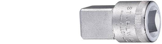 Embout hexagonal pour tournevis, couleur argent, gravé 'STAHLWILLE', avec carré d'entraînement et profil hexagonal interne.
