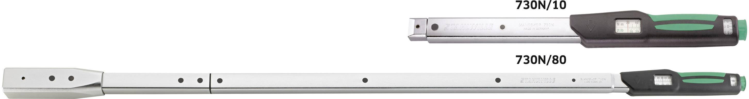 Clé dynamométrique avec deux options de taille : 750 N/0 et 750 N/80. Tige argentée et poignée noire avec un accent vert.
