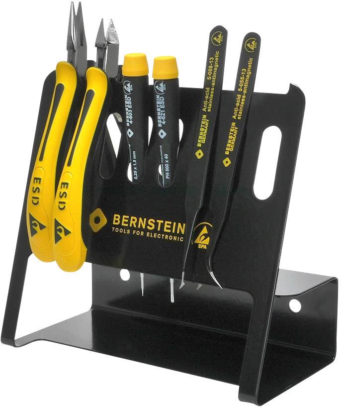 Un porte-outils Bernstein comprenant des pinces, des tournevis et des pinces, adapté aux travaux électroniques.