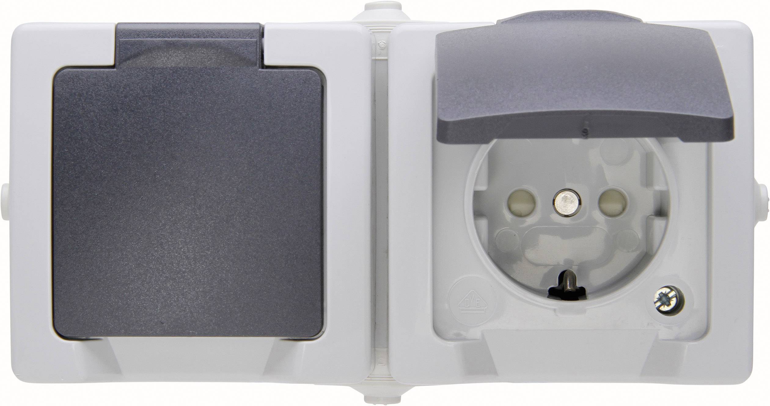 Prise 2P+T avec clapet Kopp 137056002 Nautic gris