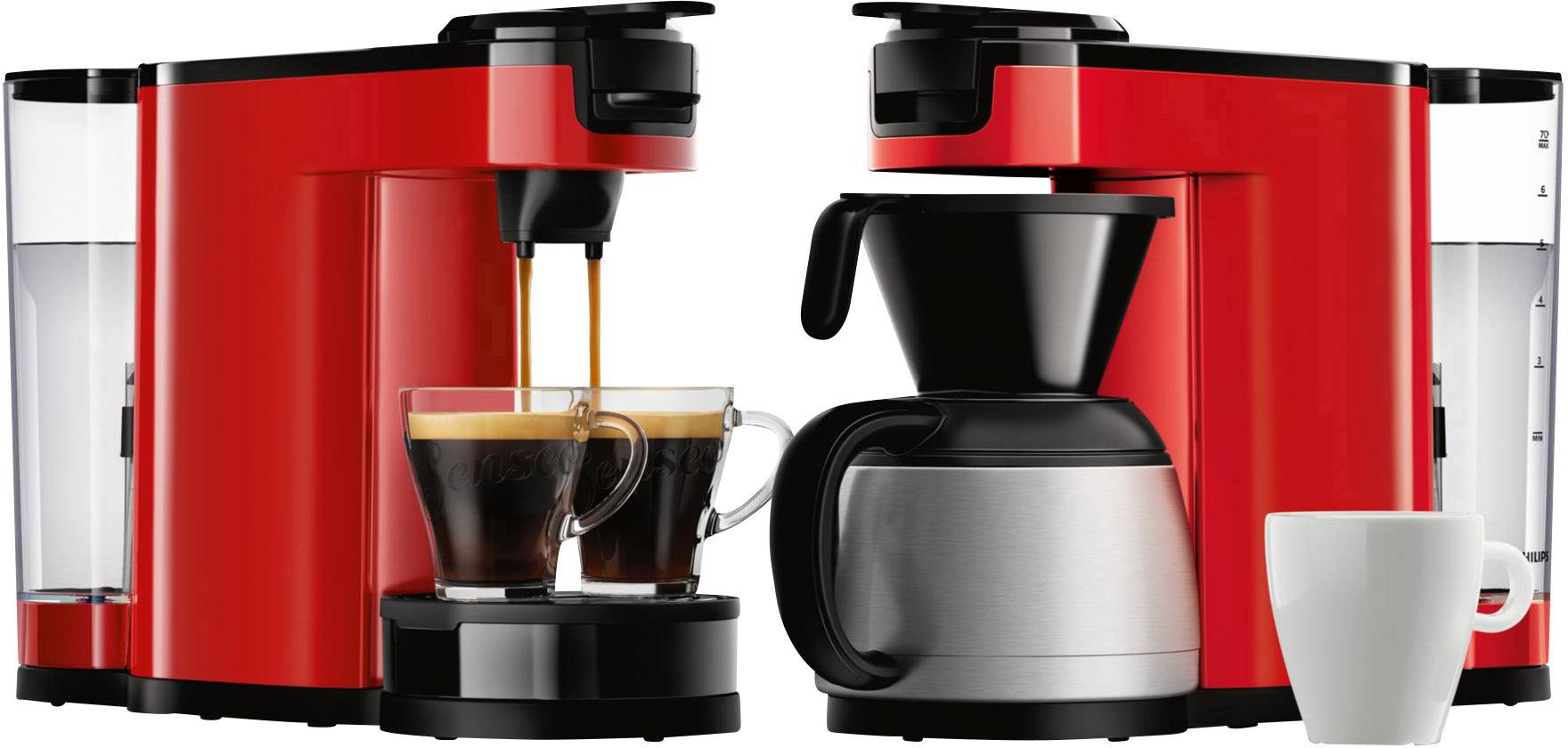 SENSEO® New Switch HD6592/80 Machine à café à dosettes rouge avec fonction café filtre