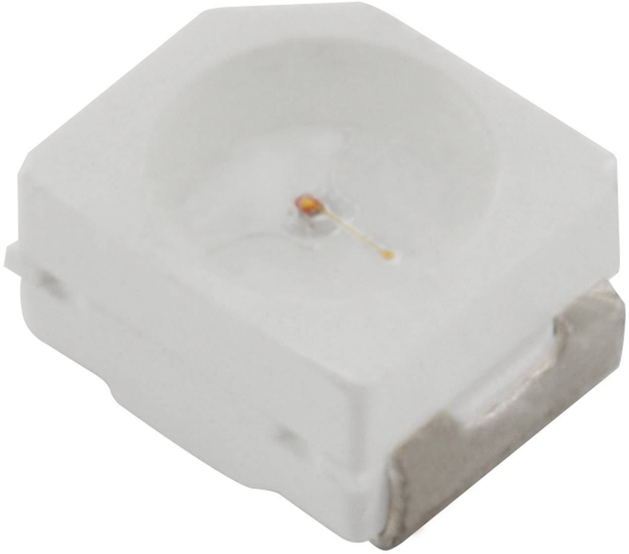 LED SMD blanche de forme rectangulaire avec point de contact visible au centre.