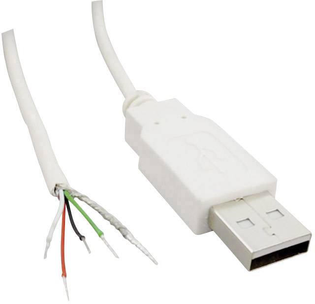 Câble confectionné USB A mâle 2.0 avec extrémités ouvertes BKL Electronic 10080110 mâle, droit 1.80 m