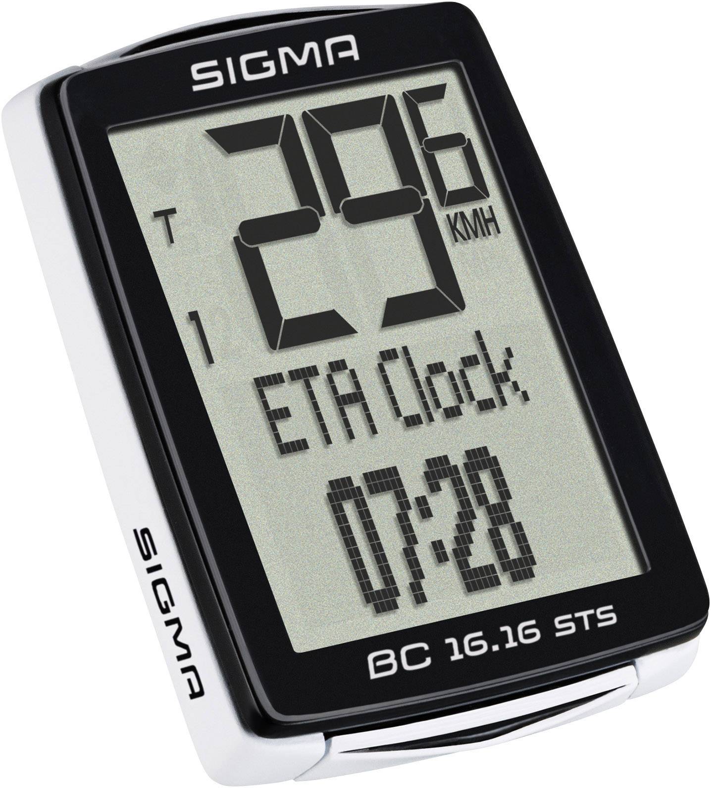 Compteur de vélo sans fil Sigma BC 16.16 STS CAD transmission codée avec capteur de roue, avec capteur de pédalage