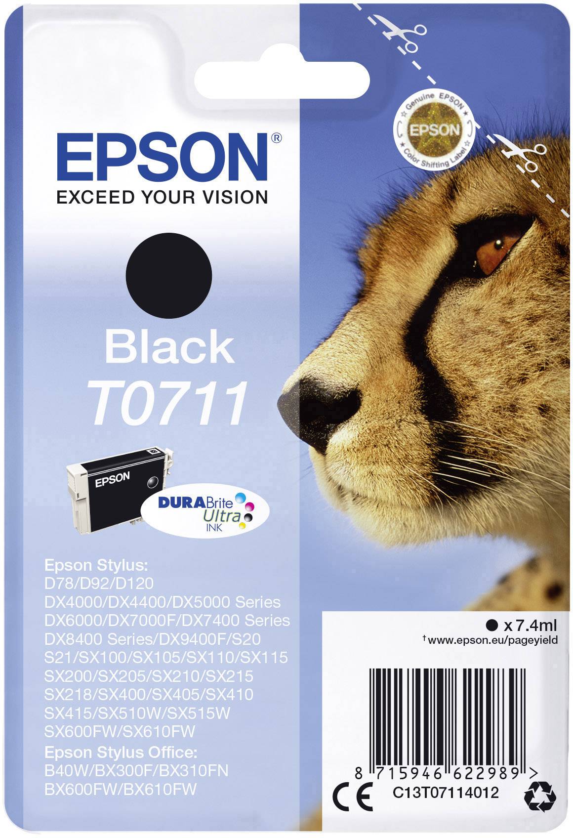Epson Encre T0711 d'origine noir C13T07114012