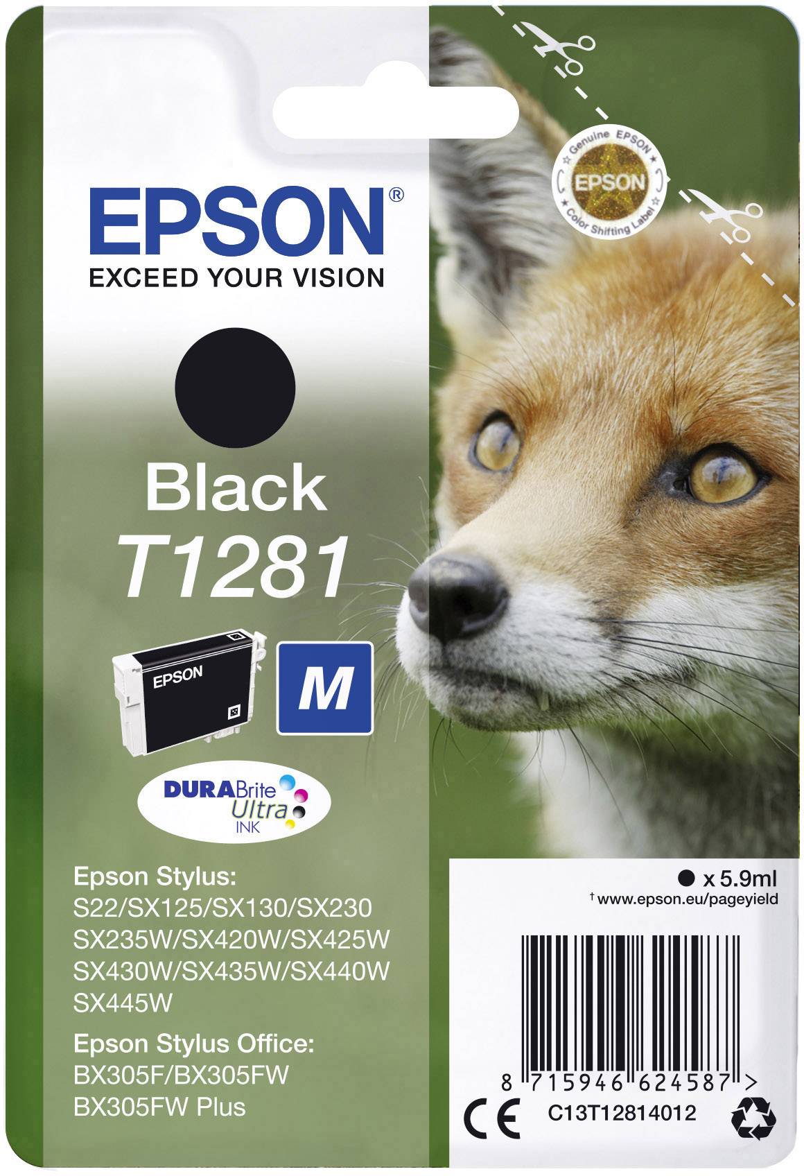 Epson Encre T1281 d'origine noir C13T12814012