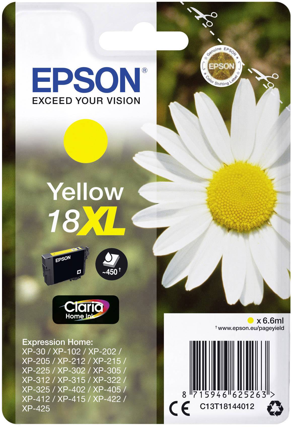 Epson Encre T1814, 18XL d'origine jaune C13T18144012