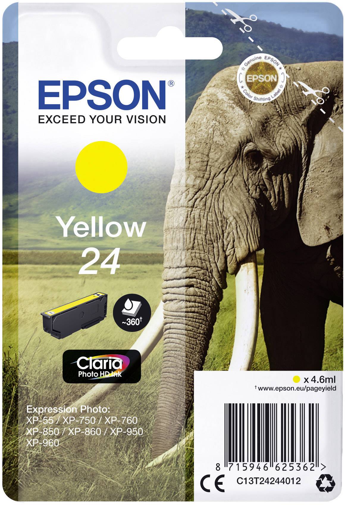 Epson Encre T2424, 24 d'origine jaune C13T24244012