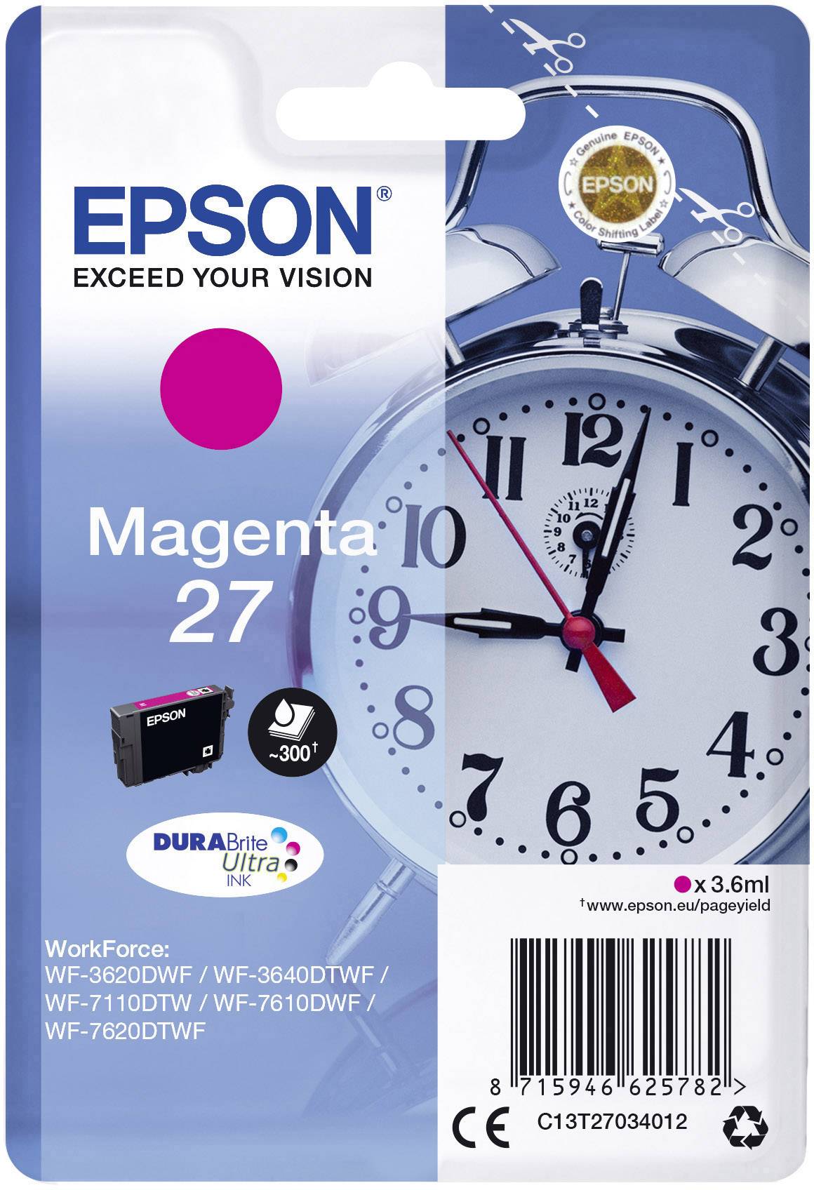 Epson Encre T2703, 27 d'origine magenta C13T27034012