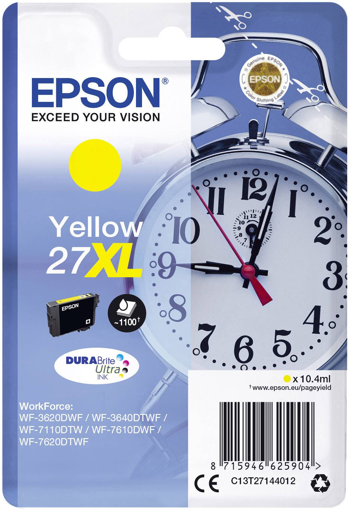 Epson Encre T2714, 27XL d'origine jaune C13T27144012