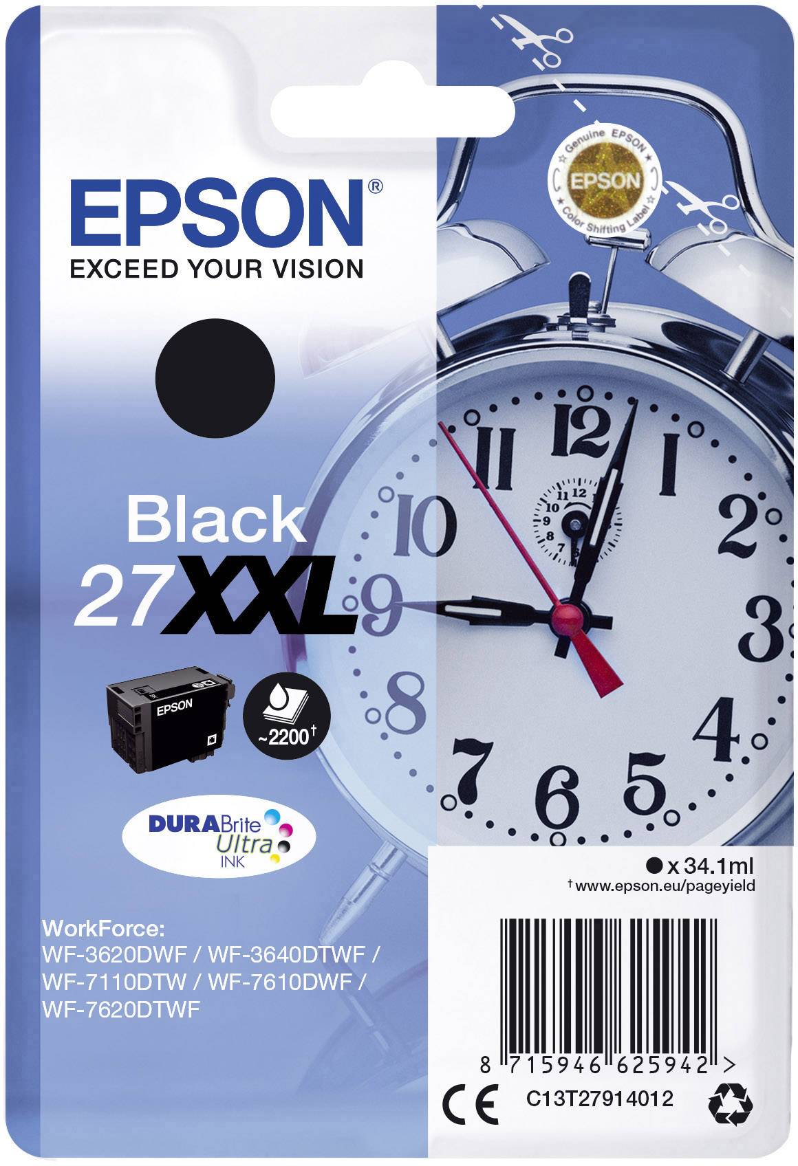 Epson Encre T2791, 27XXL d'origine noir C13T27914012