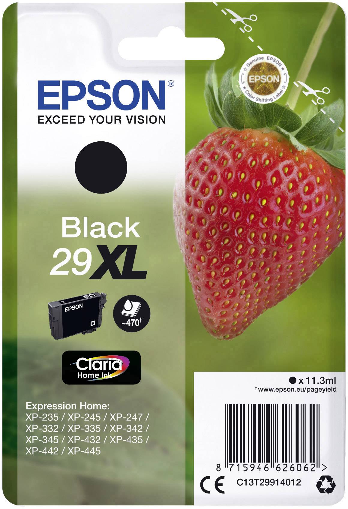 Epson Encre T2991, 29XL d'origine noir C13T29914012
