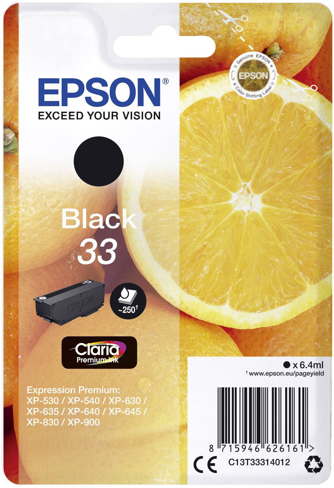 Epson Encre T3331, 33 d'origine noir C13T33314012