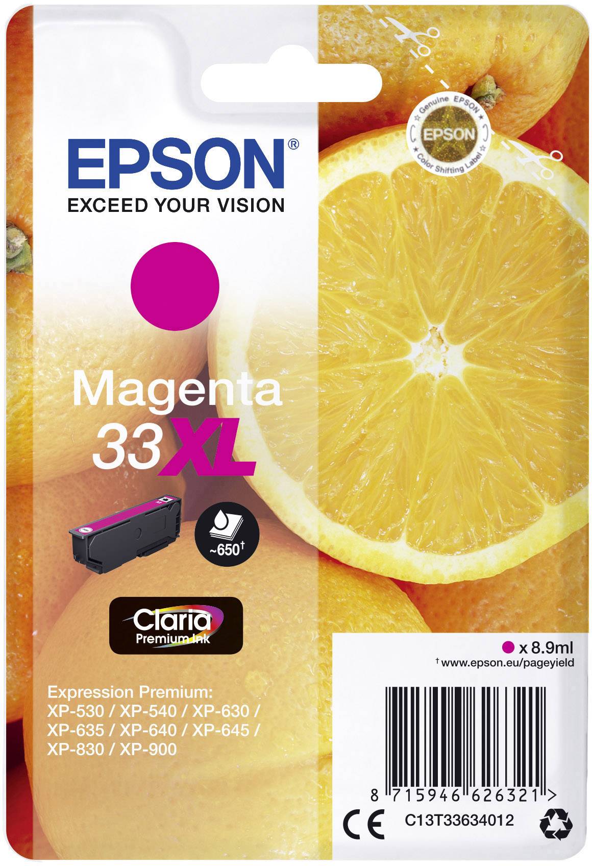 Epson Encre T3363, 33XL d'origine magenta C13T33634012