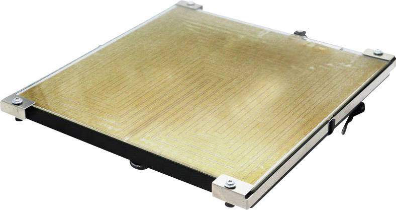 Plaque métallique avec isolation et motif de spirale chauffante, utilisée comme lit chauffant dans les imprimantes 3D pour un chauffage uniforme de la surface d'impression.