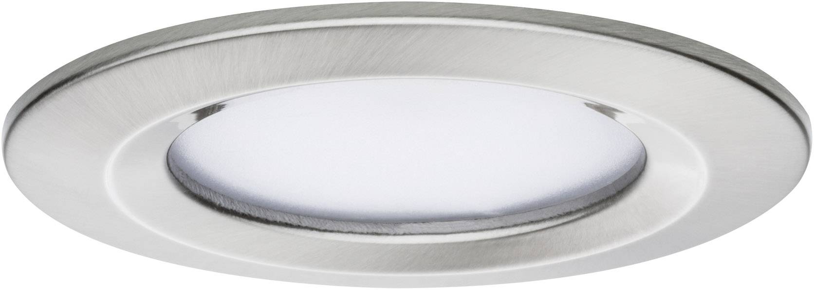Un spot de plafond LED rond en argent avec un diffuseur lumineux blanc, adapté à l'éclairage intérieur moderne.