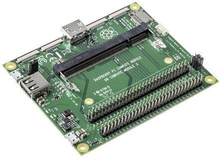 Module Raspberry Pi Compute avec plusieurs connecteurs et une puce, principalement utilisé pour les systèmes embarqués et les projets.