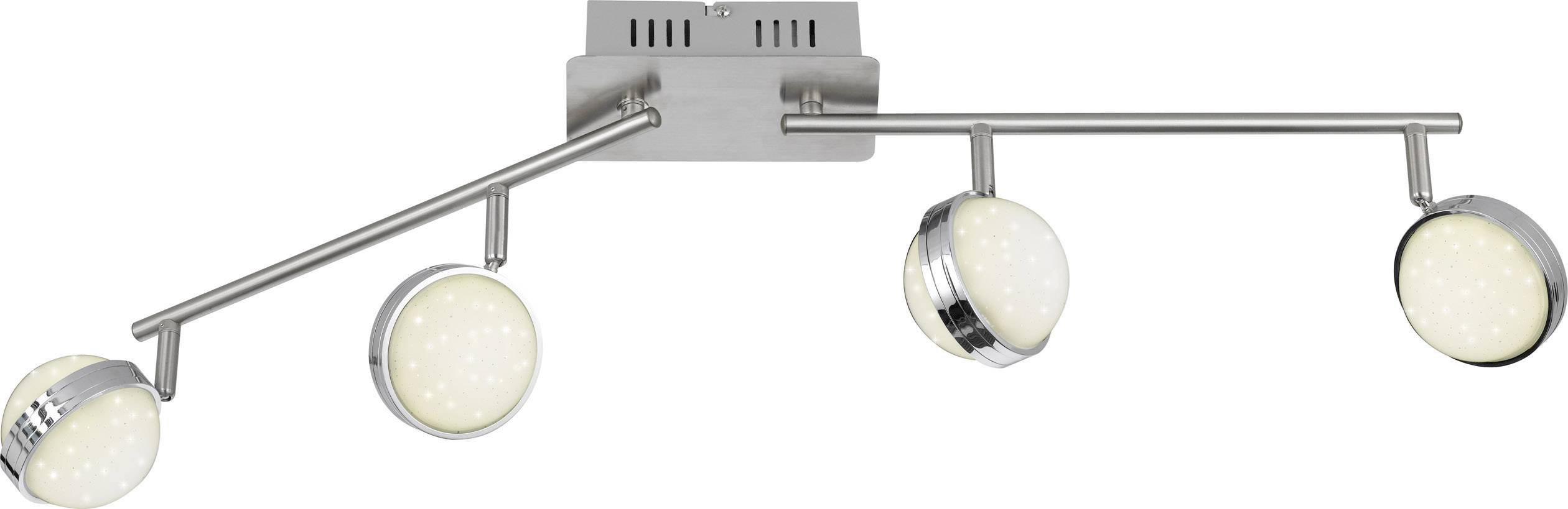 WOFI Ster 7285.08.54.6500 Plafonnier à spot LED 24 W blanc chaud, blanc neutre, blanc lumière du jour nickel (mat), chrome