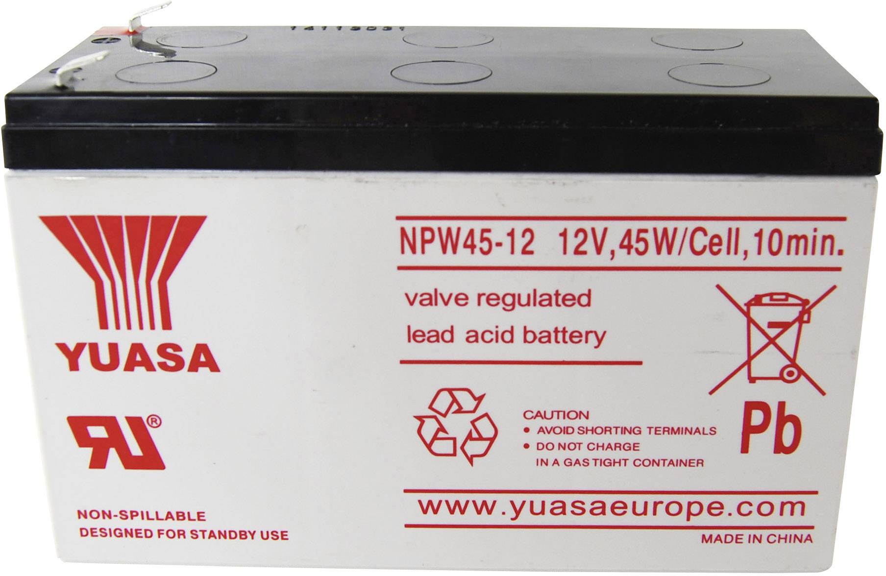 Yuasa NPW45-12 NP45W/12 Batterie au plomb 12 V 8.5 Ah plomb (AGM) (l x H x P) 151 x 97.5 x 65 mm cosses plates 6,35