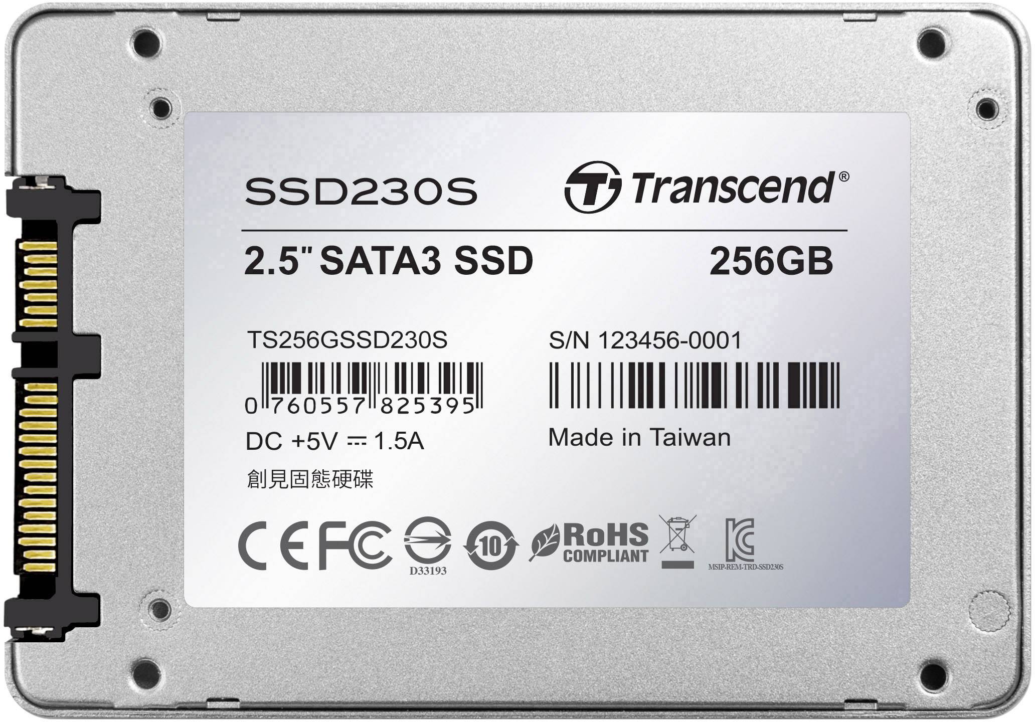 Transcend 230S 256 GB SSD interne 6.35 cm (2.5") SATA 6 Gb/s au détail TS256GSSD230S