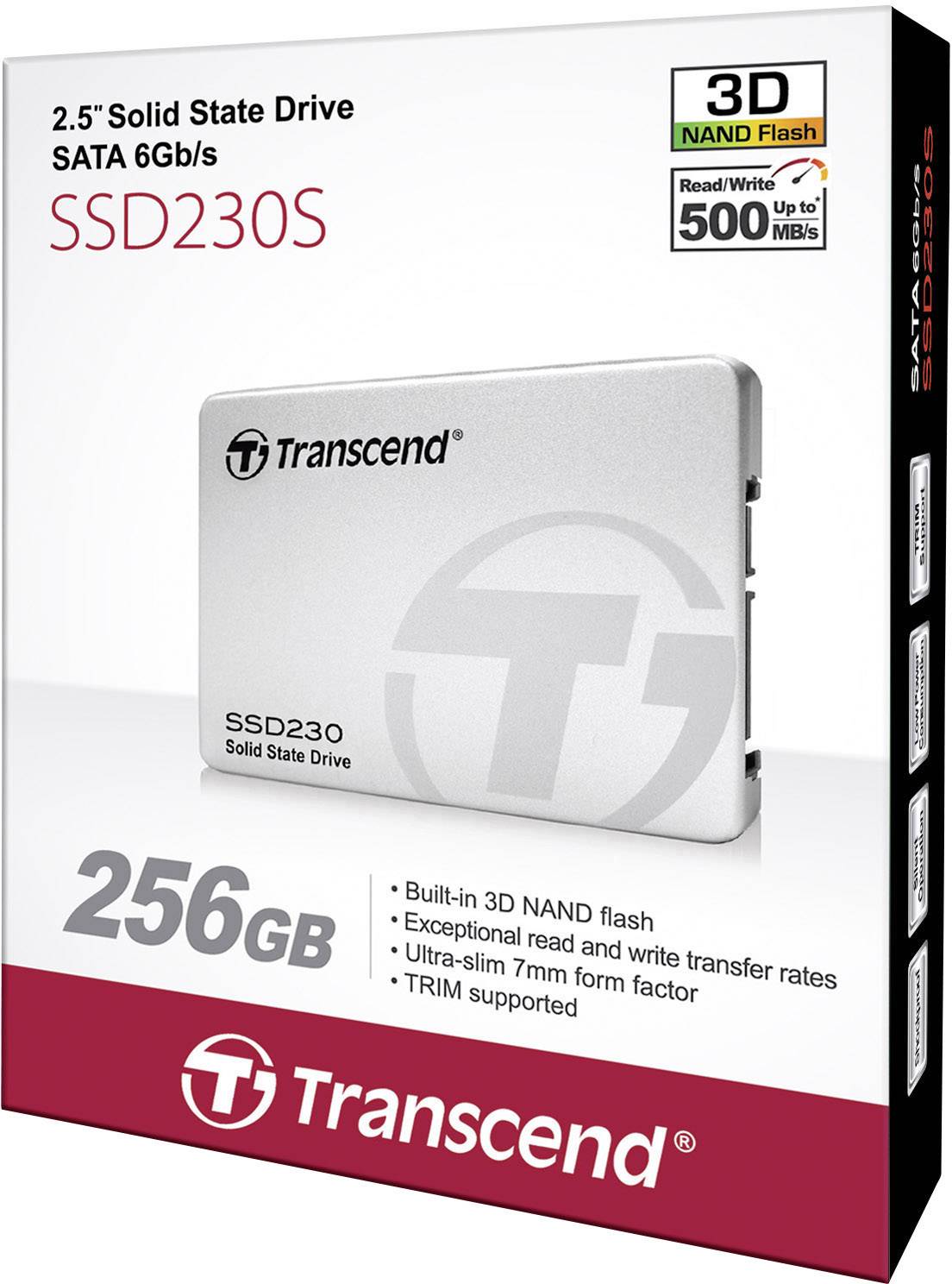 Transcend 230S 256 GB SSD interne 6.35 cm (2.5") SATA 6 Gb/s au détail TS256GSSD230S