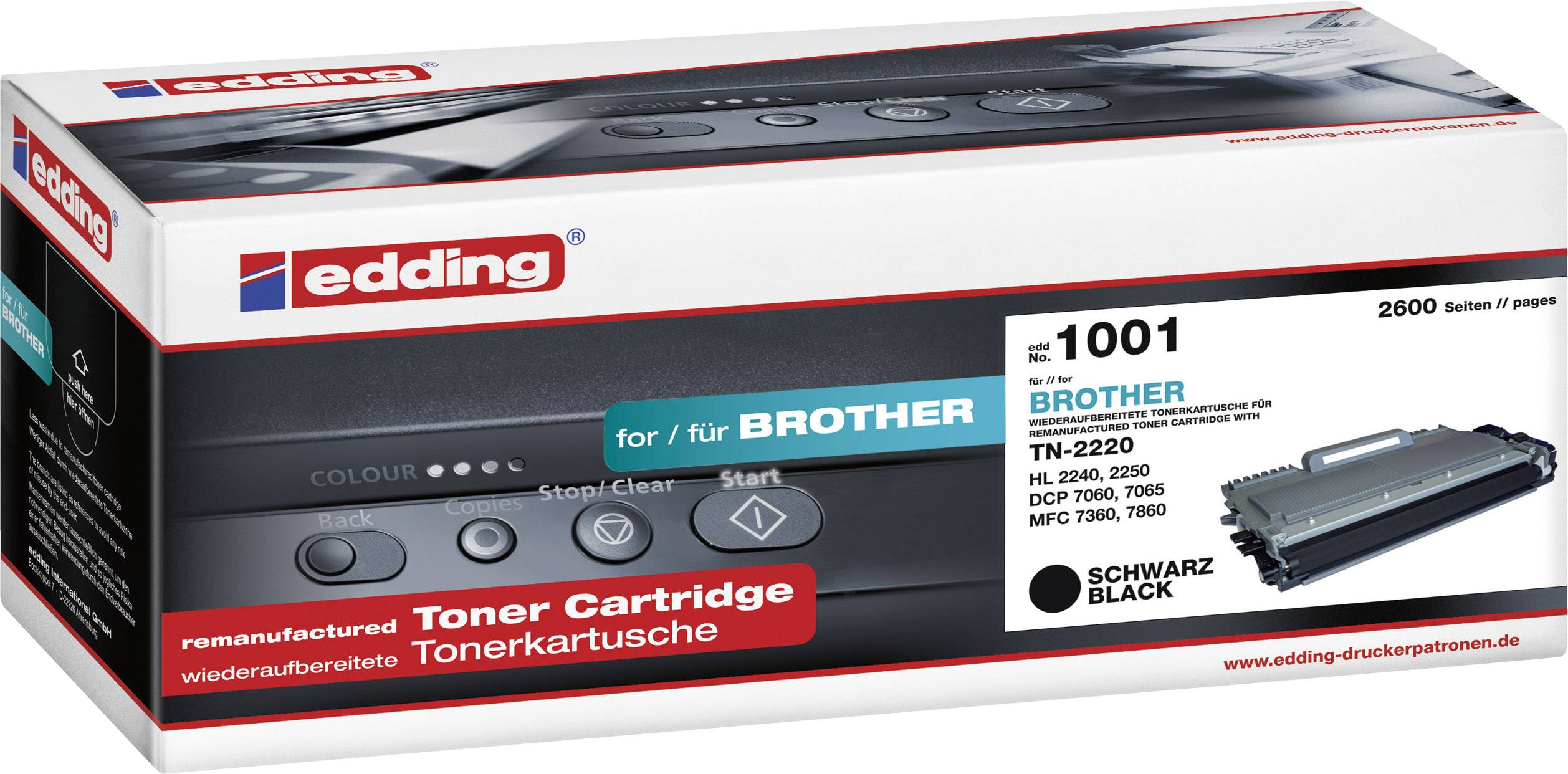 Edding Toner remplace Brother TN-2210, TN-2220 compatible noir 2600 pages EDD-1001 18-1001