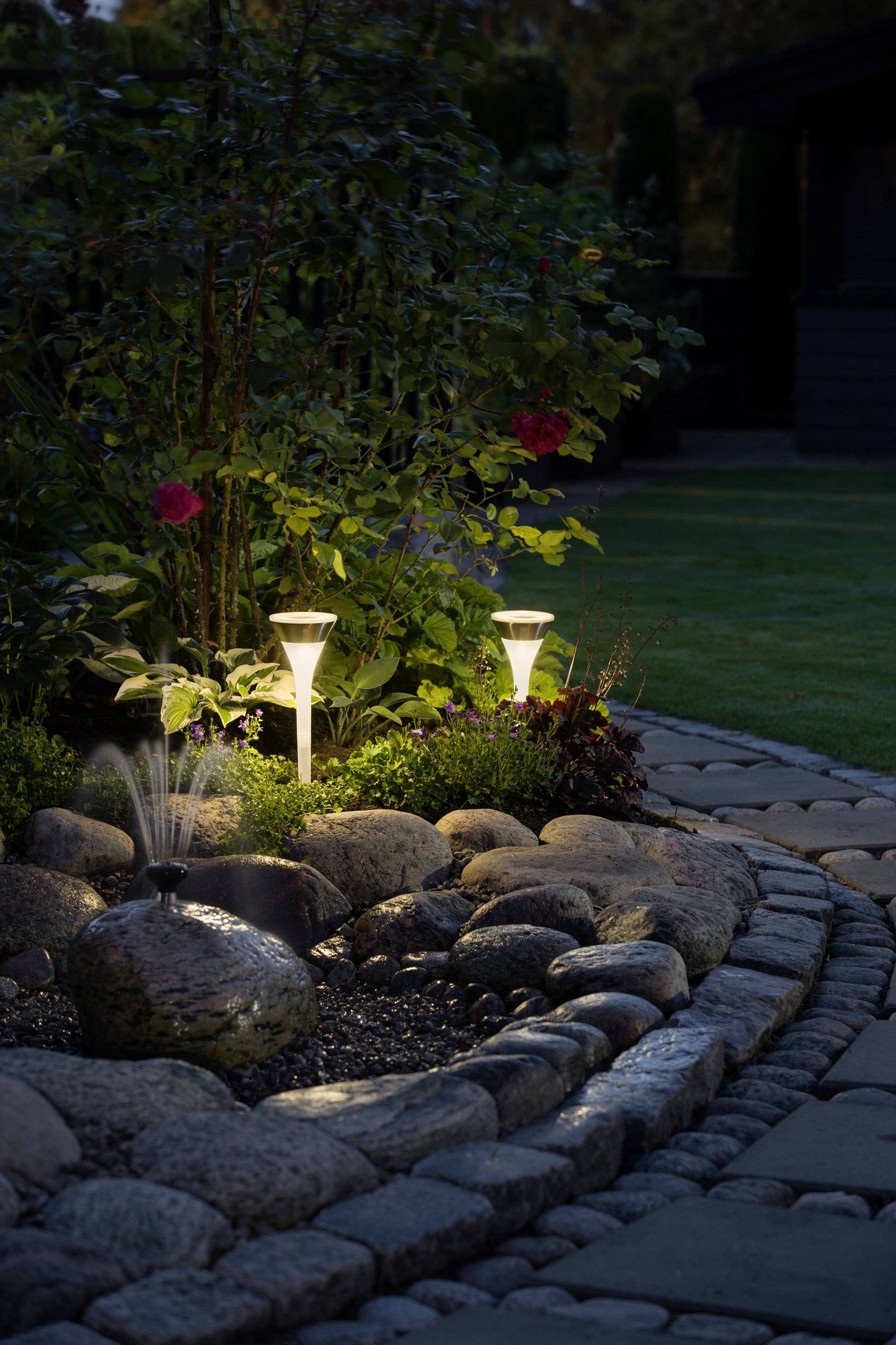 Lampe de jardin solaire Konstsmide Assisi 2 7808-000 LED jeu de 2 2 W N/A blanc, acier inoxydable 1 pc(s)