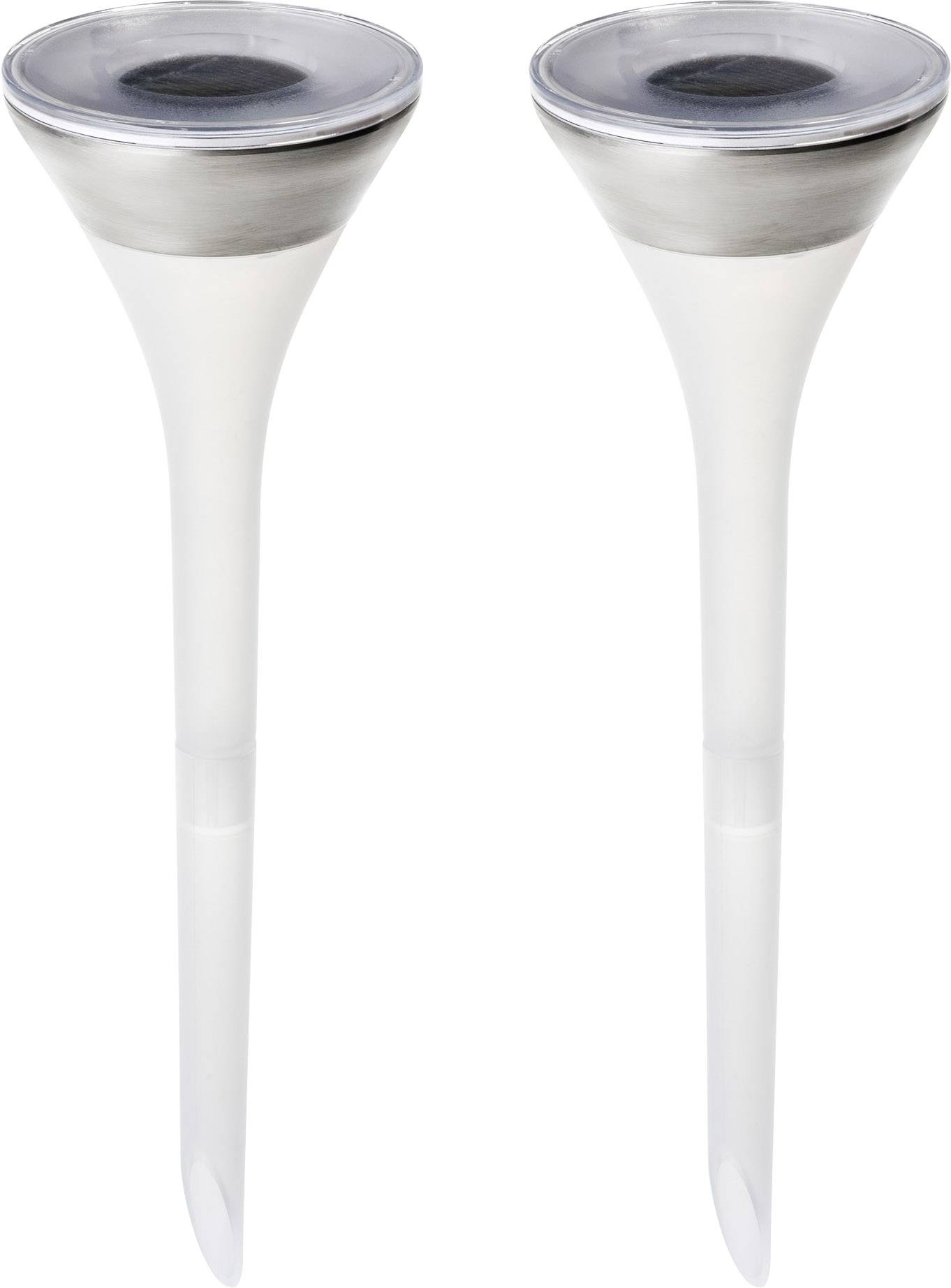 Lampe de jardin solaire Konstsmide Assisi 2 7808-000 LED jeu de 2 2 W N/A blanc, acier inoxydable 1 pc(s)