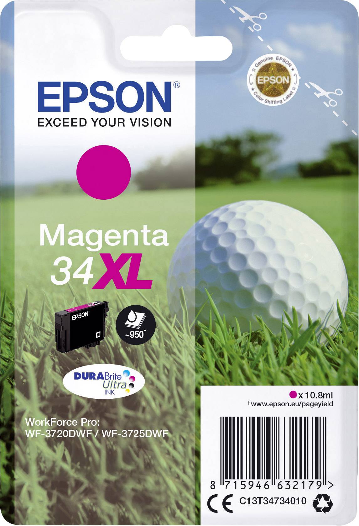 Epson Encre T3473, 34XL d'origine magenta C13T34734010