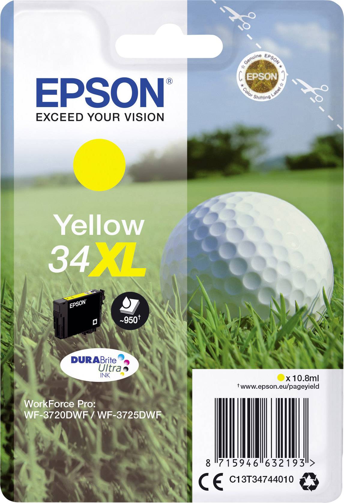 Epson Encre T3474, 34XL d'origine jaune C13T34744010