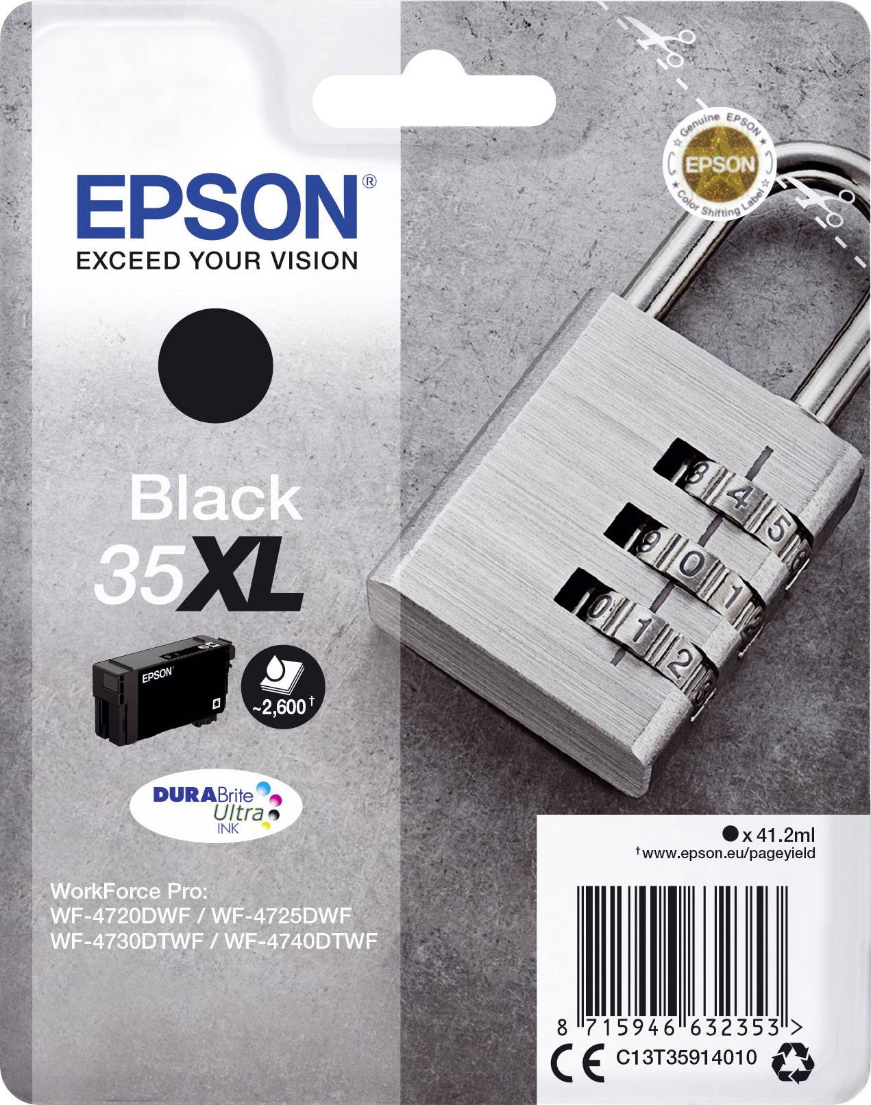 Epson Encre T3591, 35XL d'origine noir C13T35914010