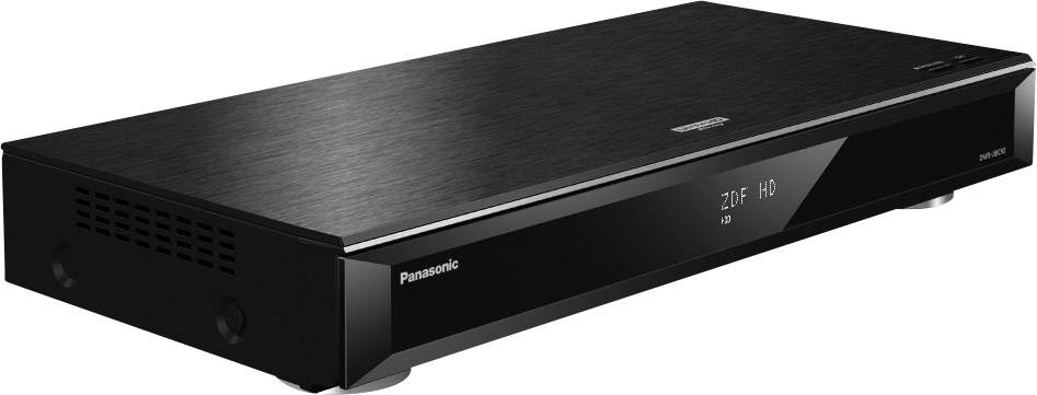 Lecteur Blu-ray Panasonic noir avec affichage numérique sur la façade. L'appareil présente un design moderne et élégant.