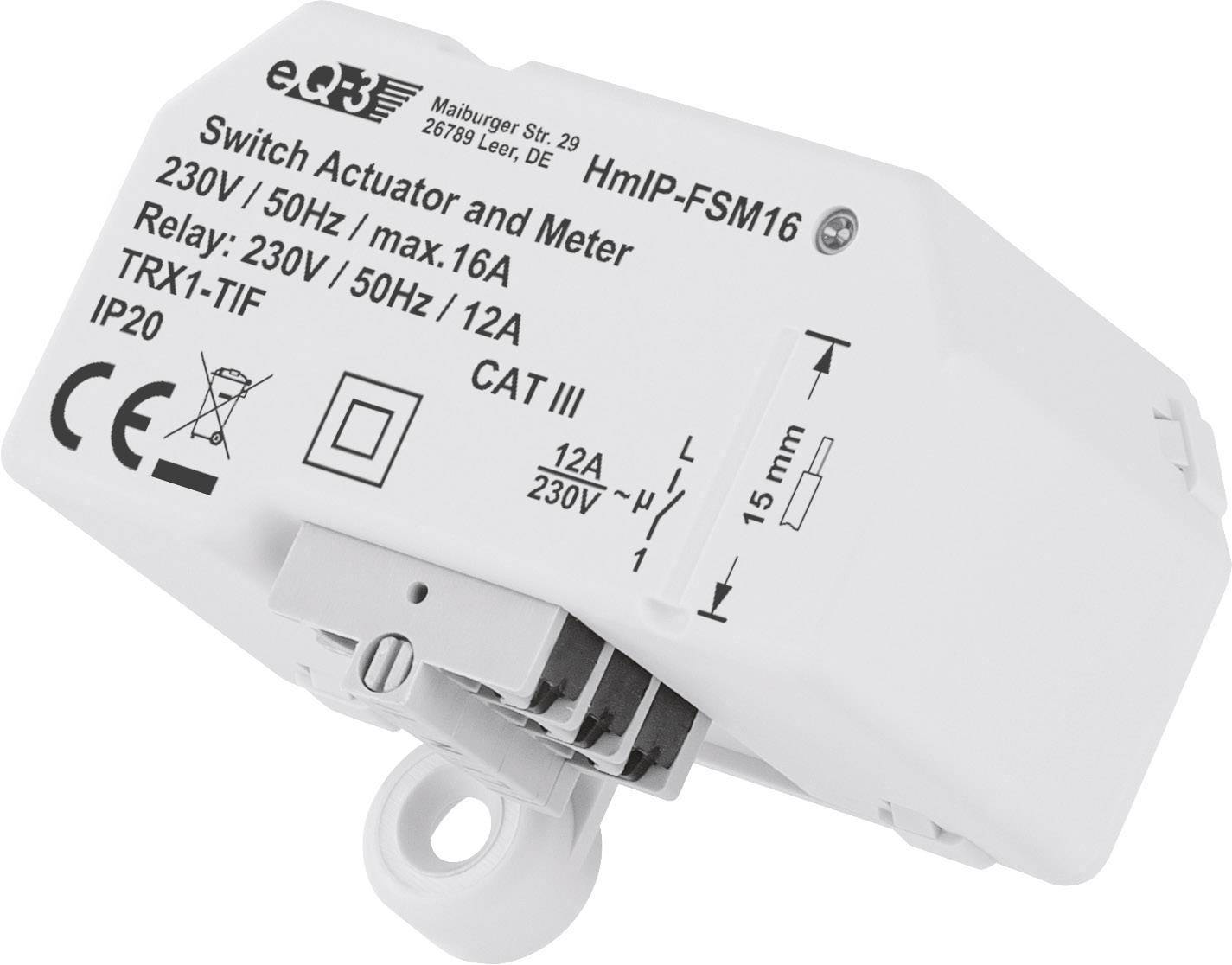 Actionneur de commutation et compteur, 230V/50Hz/max. 16A, affiche relais, TRX1-TIF, IP20, CAT III. Vue latérale avec échelle de mesure.