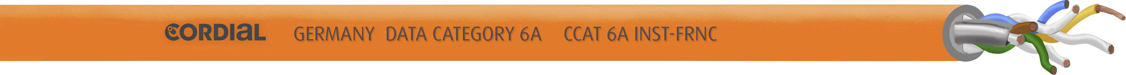 Cordial CCAT 6A INST-ORANGE 100 FRNC Câble réseau CAT 6a U/FTP 8 x 0.26 mm² orange Marchandise vendue au mètre