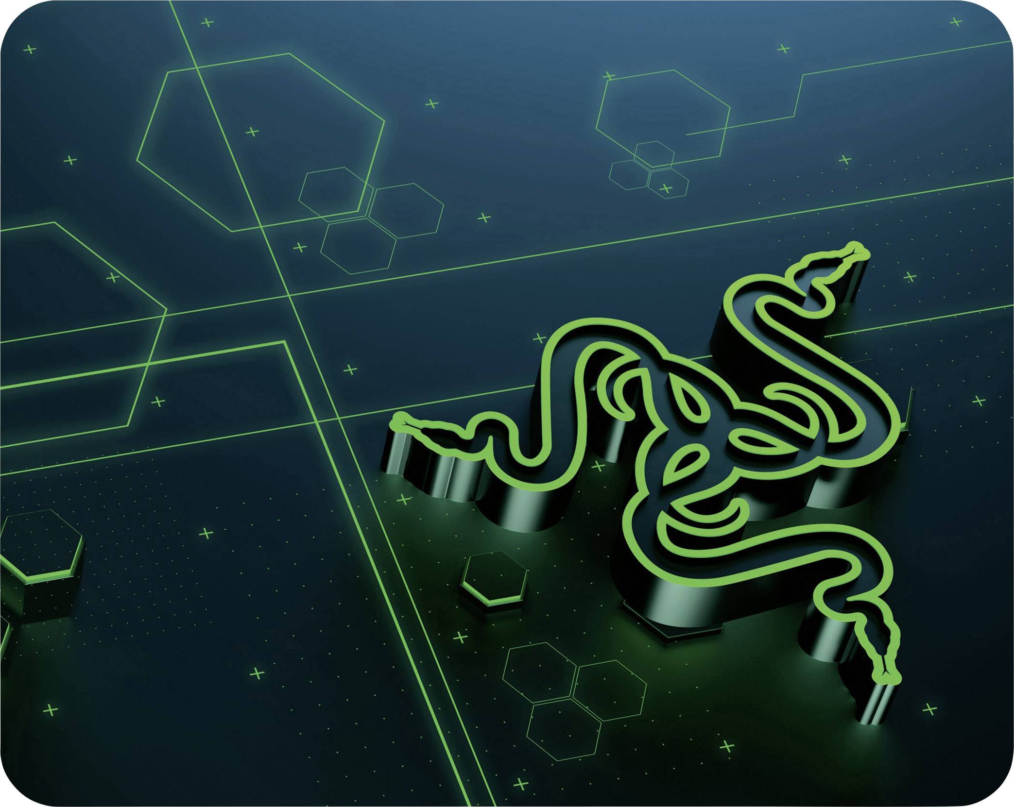 Logo vert sur fond noir, représentant un motif stylisé de serpent, entouré de lignes et de formes géométriques.