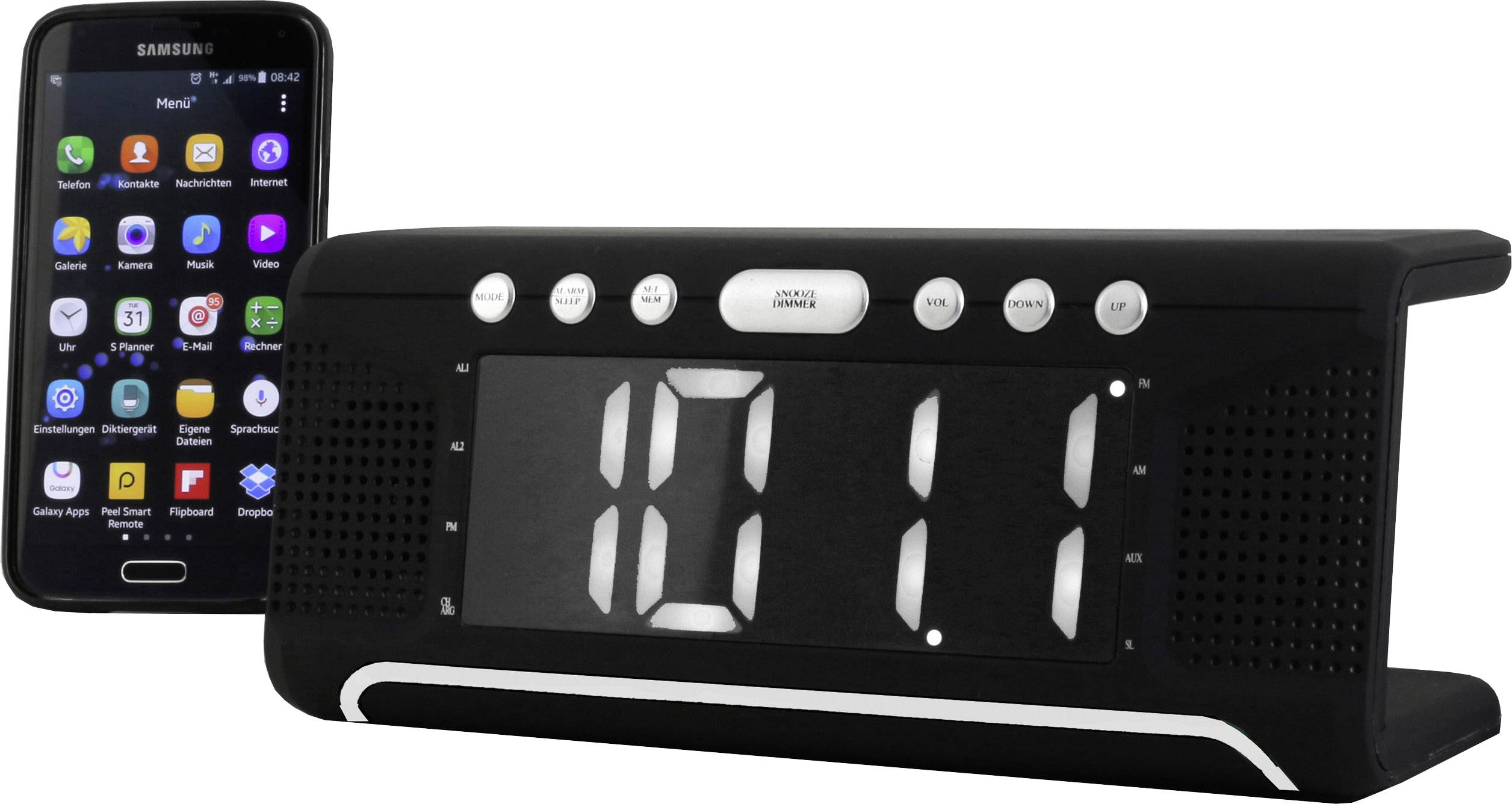 SoundMaster UR800SW Radiowecker UKW AUX, USB Schwarz