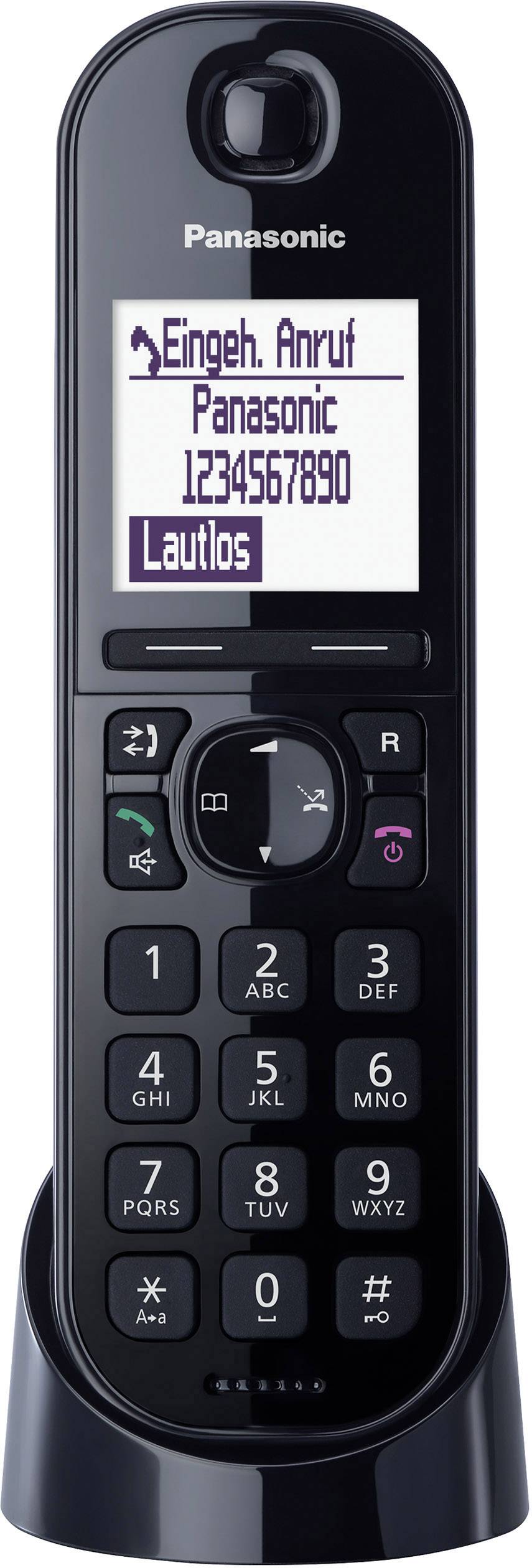 Panasonic KX-TGQ200GB Téléphone VoIP sans fil babyphone, fonction mains libres écran éclairé noir