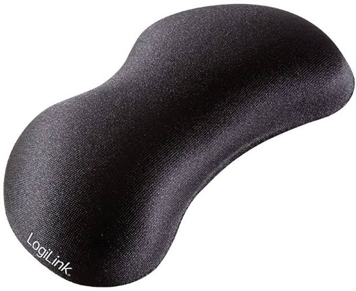 Repose-poignet ergonomique noir de LogiLink pour souris, conçu pour le confort et le soutien du poignet.