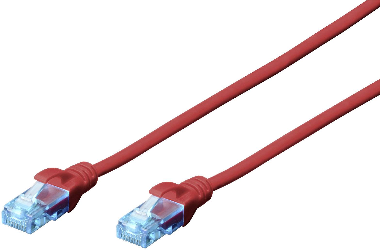 Digitus DK-1512-010/R RJ45 Câble réseau, câble patch CAT 5e U/UTP 1.00 m rouge torsadé par paire