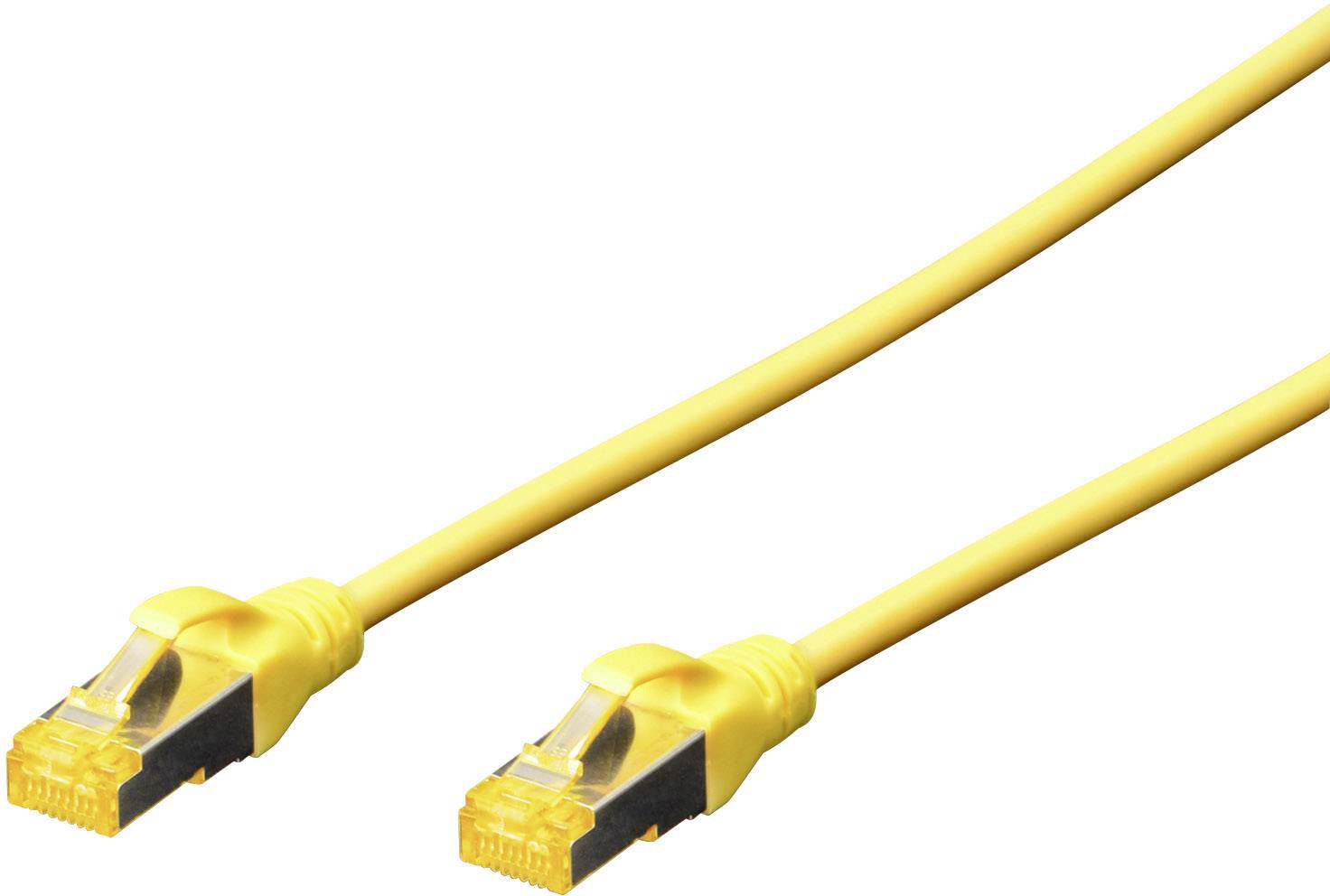 Digitus DK-1644-A-005/Y RJ45 Câble réseau, câble patch CAT 6a S/FTP 0.50 m jaune sans halogène, torsadé par paire, avec cliquet