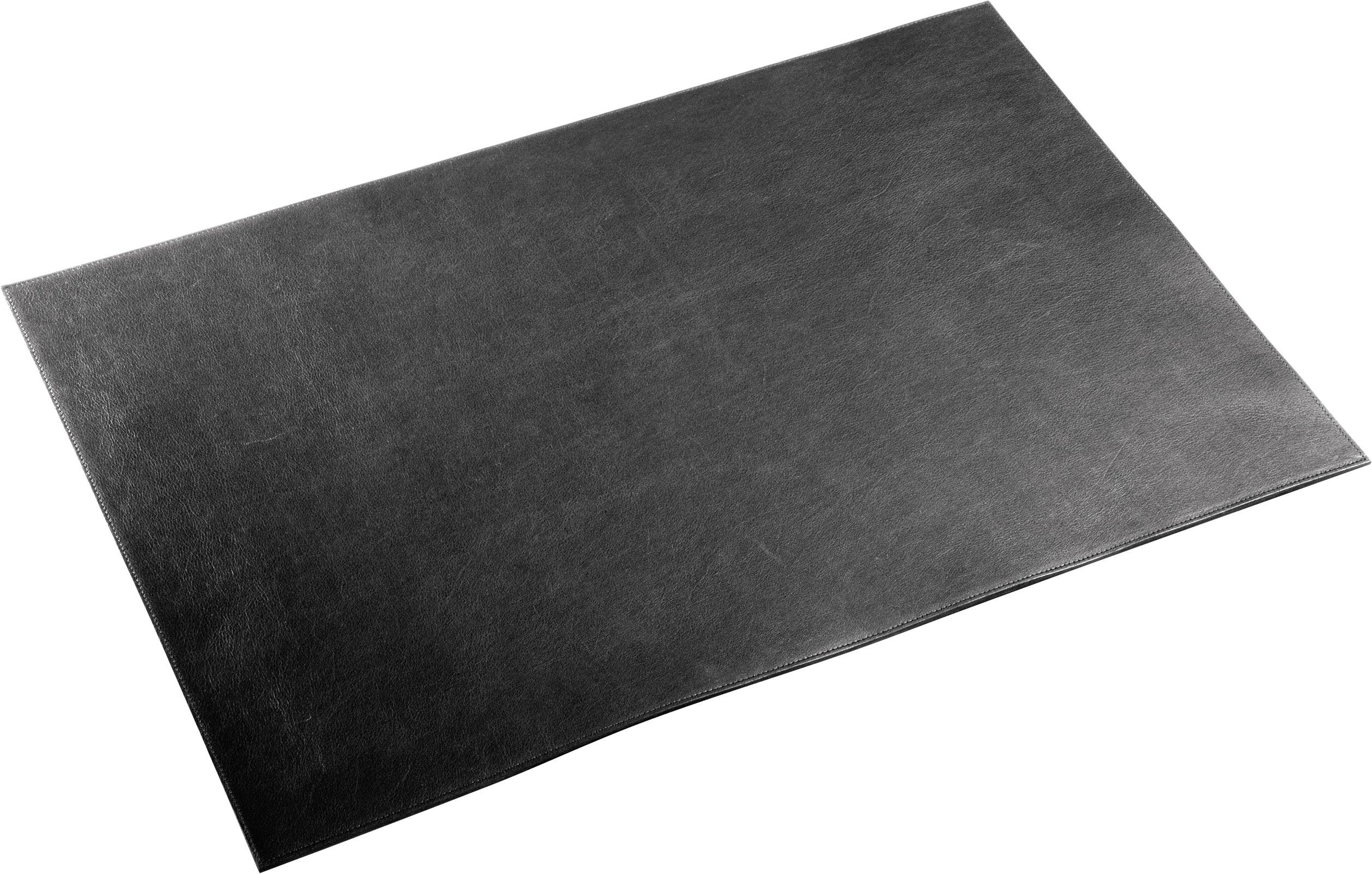 Un tapis rectangulaire noir à surface lisse, repose à plat sur un fond blanc.