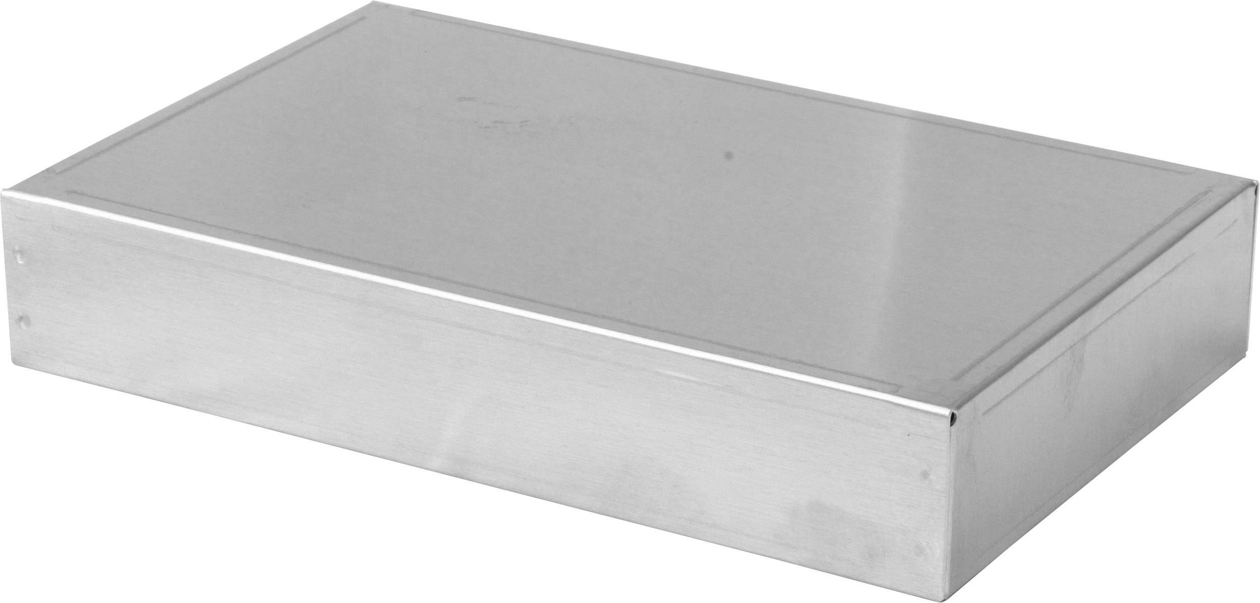 Bord métallique d'un boîtier argenté rectangulaire.