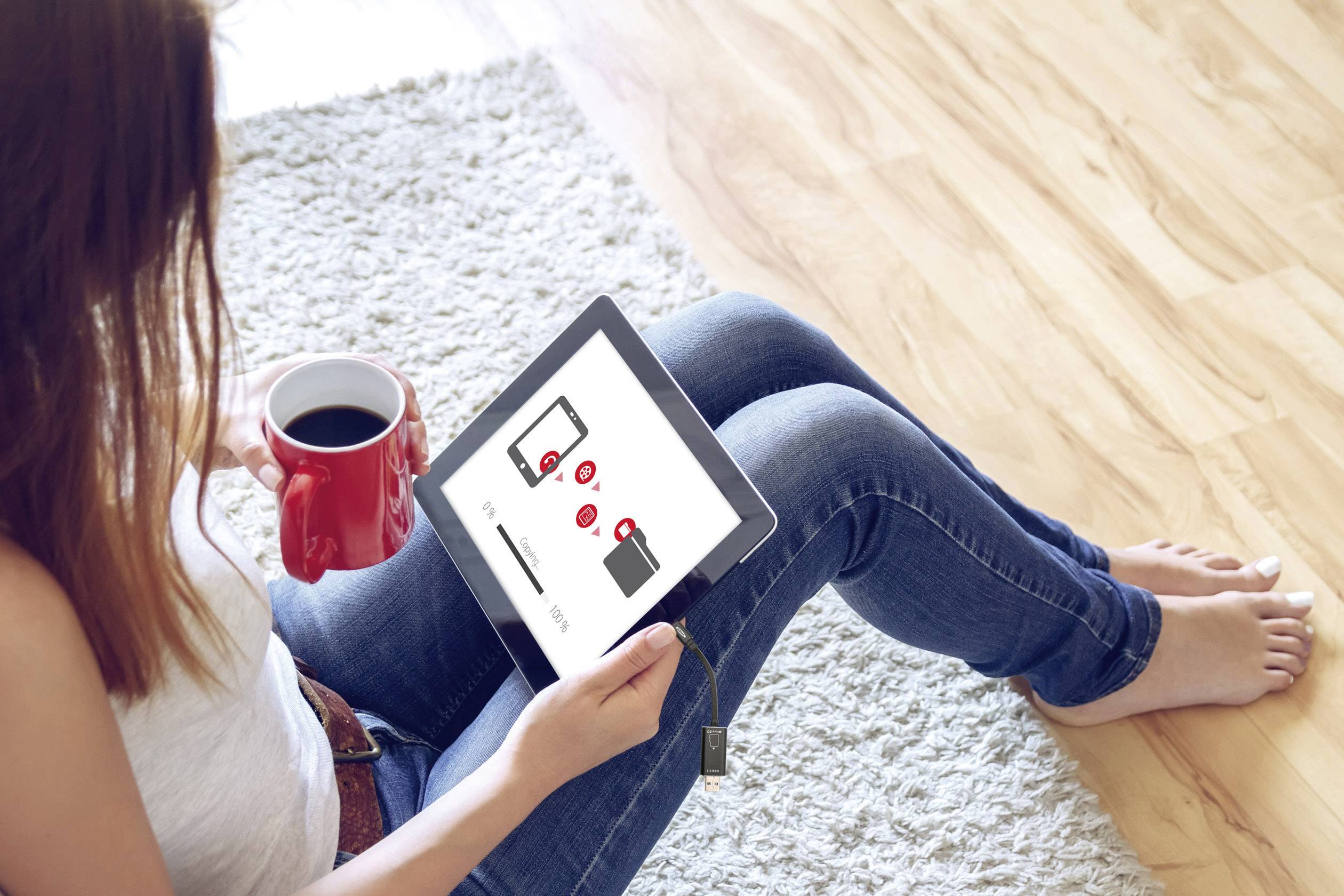 ednet Smart Memory Lecteur de carte mémoire externe noir USB 3.2 (2è gén.) (USB 3.1), Apple Lightning, microSD