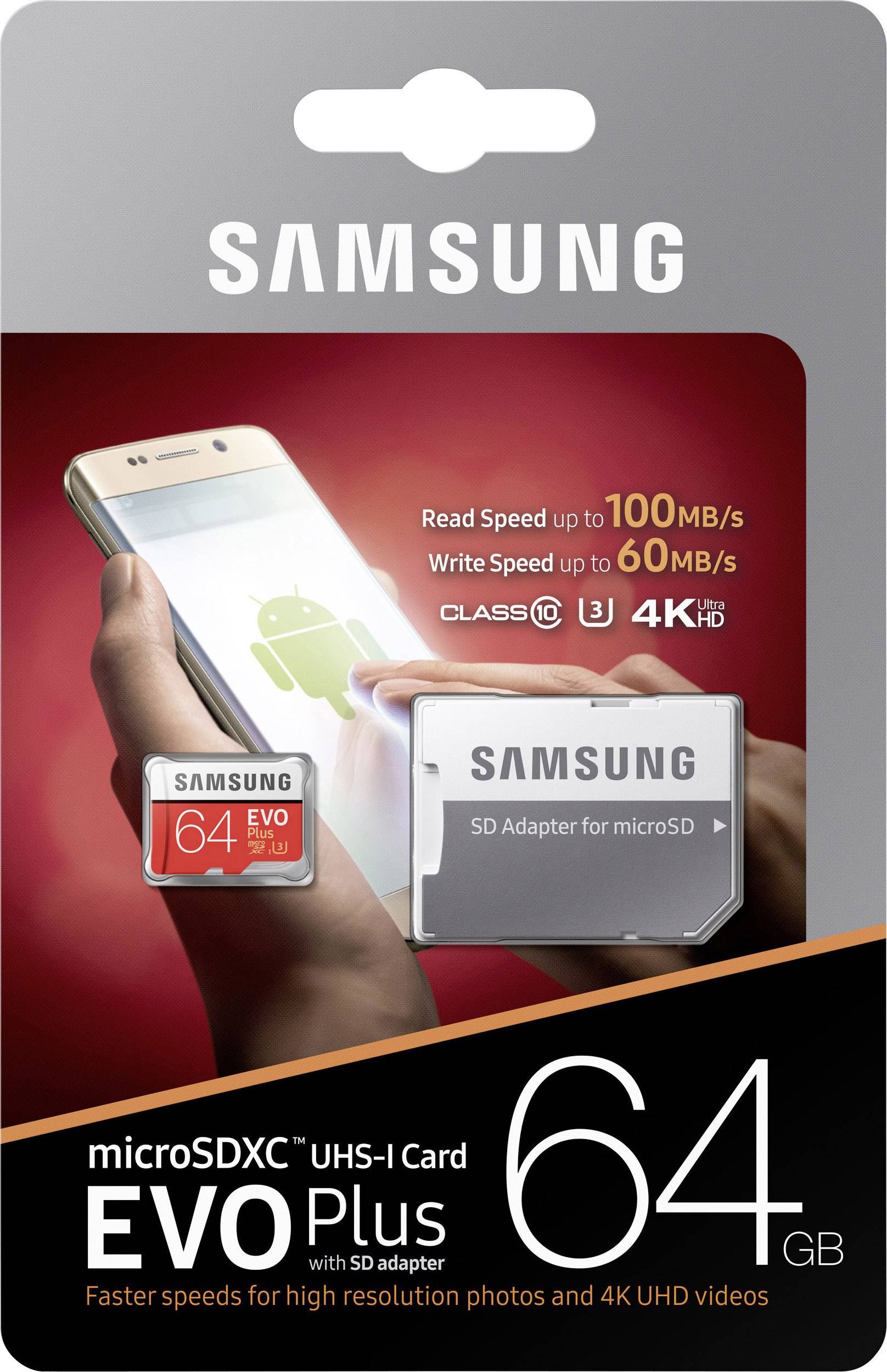 Samsung EVO Plus microSDXC-Karte 64 GB Class 10, UHS-I, UHS-Class 3 inkl. SD-Adapter