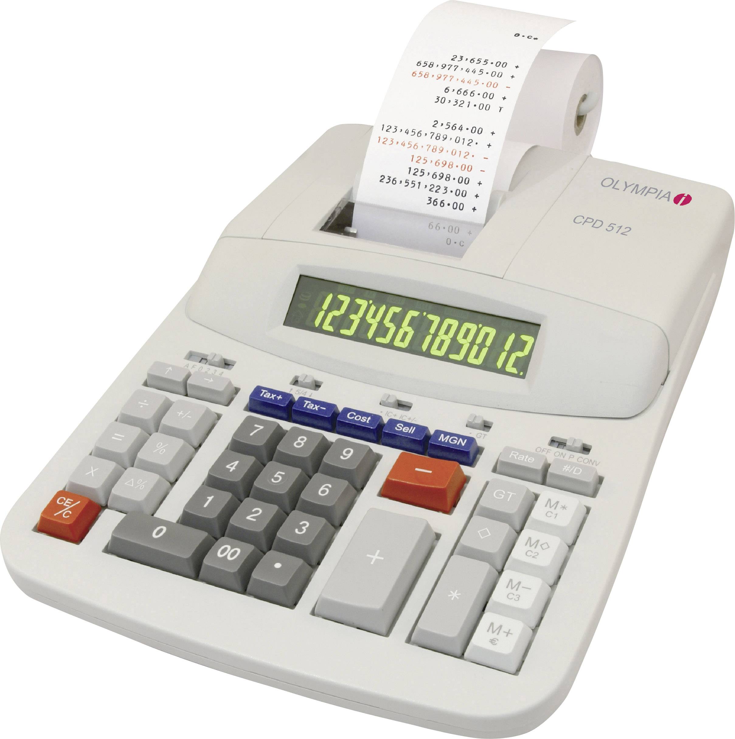 Olympia CPD 512 Calculatrice imprimante beige Ecran: 12 sur secteur (l x H x P) 210 x 67 x 295 mm