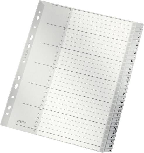 Un séparateur d'index argenté avec 31 onglets numérotés, adapté pour l'organisation des documents par jour dans un classeur.