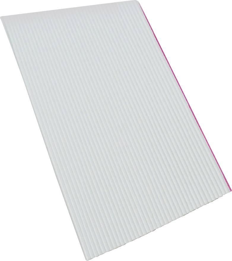 Un carton ondulé blanc avec un bord rose.