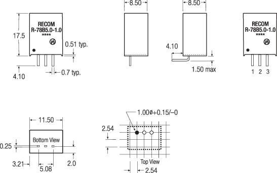 Convertisseur CC/CC pour circuits imprimés RECOM R-78B5.0-1.0 Nbr. de sorties: 1 x 5 V/DC 1 A 5 W 1 pc(s)