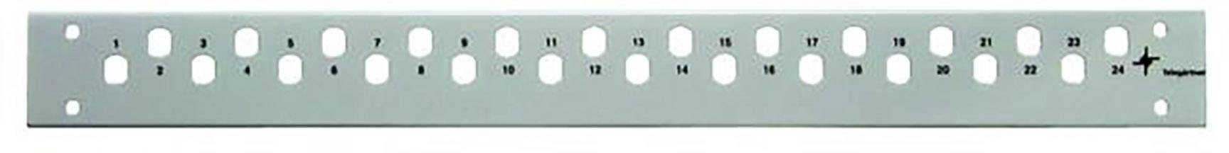 Un panneau en argent avec des découpes numérotées de 1 à 20, disposées en deux rangées, probablement destiné à l'organisation des câbles ou des connexions.